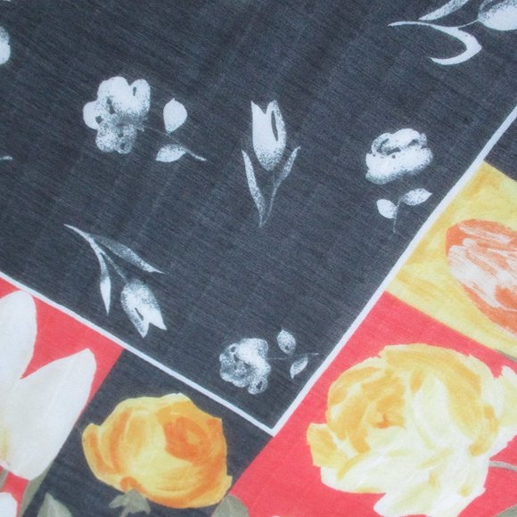 Semi sheer black & yellow floral scarf - Picture 6 of 7